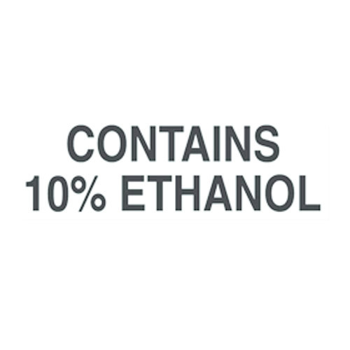 Contains 10% Ethanol Decal 6 inch width x 2 inch height