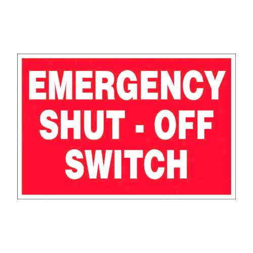 Emergency Shut-Off Switch Aluminum Sign - 12 inch x 8 inch