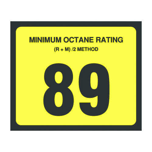 89 Octane Decal 3 inch width x 2.5 inch height