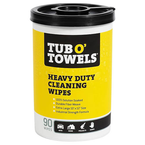 Tub O Towels TW90 Heavy-Duty 10" x 12" Size Multi-Surface Cleaning Wipes, 90 Count Per Canister